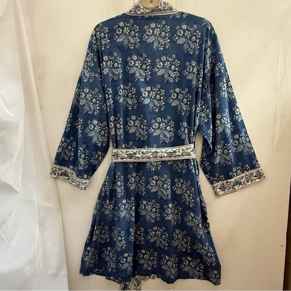 Pottery Barn Blue Print Cotton Robe OS - Picture 10 of 10